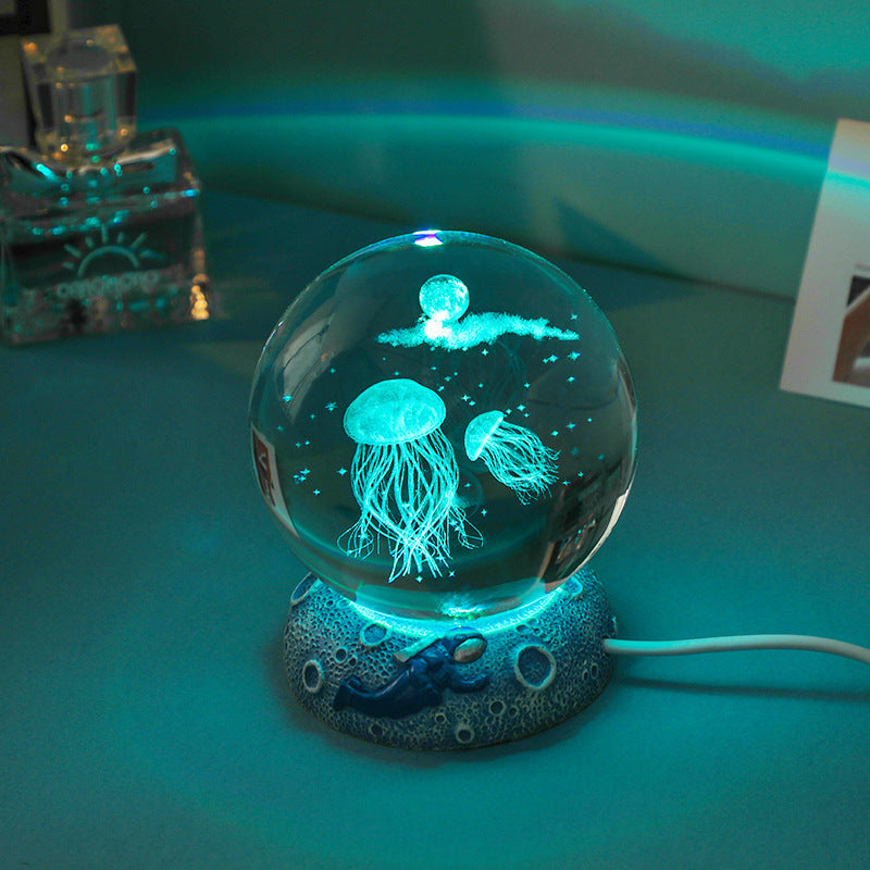 3D Jerryfish Crystal Night Lights, Glass Ball Light Christmas Gifts-1