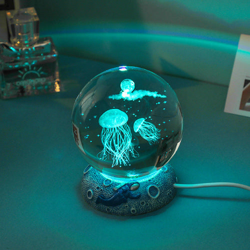 3D Jerryfish Crystal Night Lights, Glass Ball Light Christmas Gifts-1