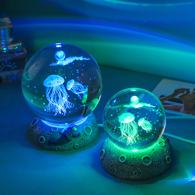 3D Jerryfish Crystal Night Lights, Glass Ball Light Christmas Gifts-3