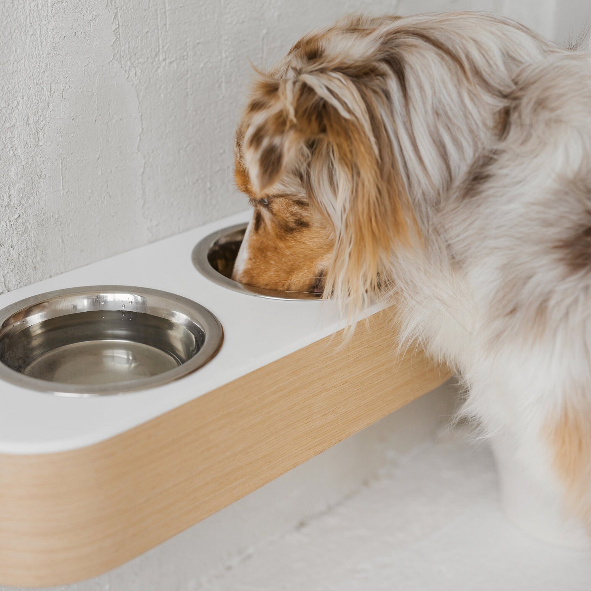 Waterproof surface raised medium dog stand, Solid stone mounted dog bowl stand-2
