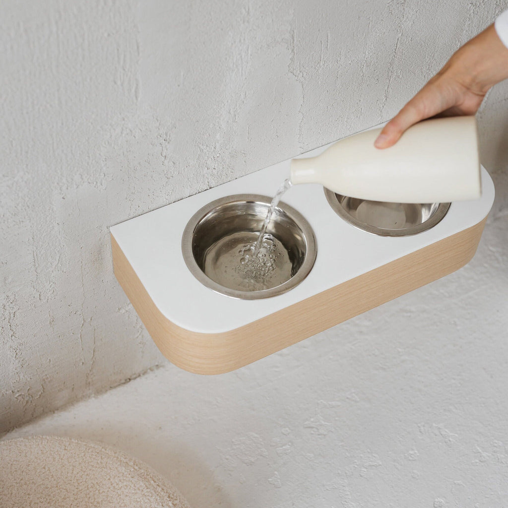 Waterproof surface raised medium dog stand, Solid stone mounted dog bowl stand-4