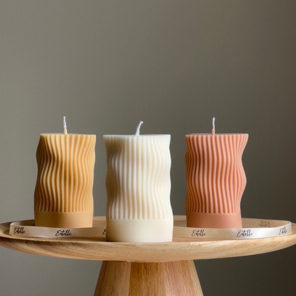 Handmade Ribbed Soy Candle | Wave Column, Decor